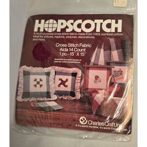 Cross Stitch Fabric Aida 14 Count 15" X 15" Craft Cotton Burgundy & Cream